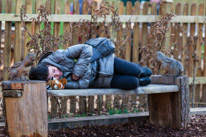 Cliveden - 17 February 2013 / So tired that she had a small (very small) nap on a bench by the park.