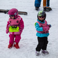 La Plagne - 11-17 March 2013 / Alana in great conversation with Cathy her new friend in front of the hotel...