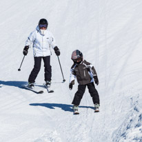 La Plagne - 11-17 March 2013 / Oscar and Jess skiing on the blue run...