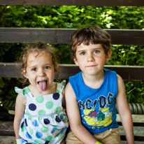 Bucklebury Farm - 30 June 2013 / Alana and Oscar waiting for the tractor ride