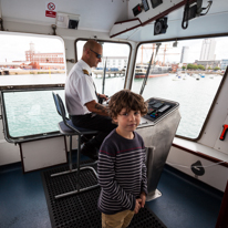 Portsmouth - 09 August 2013 / Oscar with the ferry captain