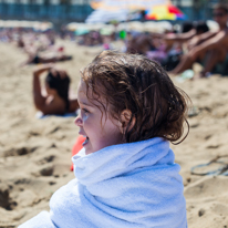 Barcelona - 23 August 2013 / Alana a bit cold but happy to be at the beach...