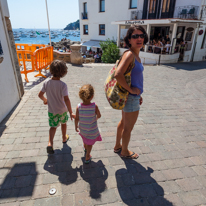 Calella de Palafrugell - 31 August 2013 / Jess, Alana and Oscar in the street towards the beach