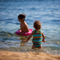 Calella de Palafrugell - 31 August 2013 / Alana and Oscar playing at the beach