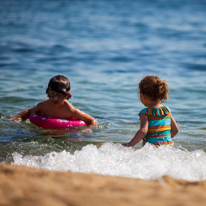 Calella de Palafrugell - 31 August 2013 / Alana and Oscar playing at the beach