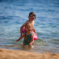 Calella de Palafrugell - 31 August 2013 / Alana and Oscar playing at the beach