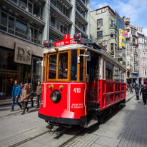 Istanbul - 3-5 October 2013 / Tramway running down from Taksim Square