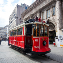 Istanbul - 3-5 October 2013 / Tramway running down from Taksim Square