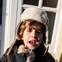 Henley-on-Thames - 24 December 2013 / Alana and Oscar in front of our house