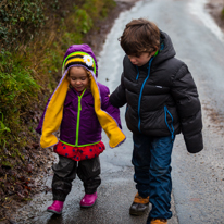 Hambleden - 31 December 2013 / Oscar and Alana playing in the puddles