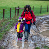 Hambleden - 31 December 2013 / Alana and Jess running in the puddles