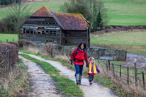 Hambleden - 31 December 2013 / Alana and Jess running in the puddles