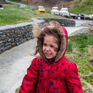 Dinas Island - 12 April 2014 / Alana battling with the wind