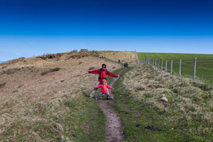 Dinas Island - 13 April 2014 / Alana and Jess playing with the wind