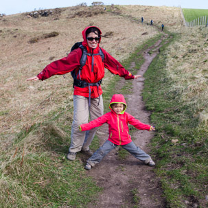 Dinas Island - 13 April 2014 / Alana and Jess playing with the wind