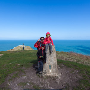 Dinas Island - 13 April 2014 / Alana, Oscar and Jess and the top of the island... mid-way