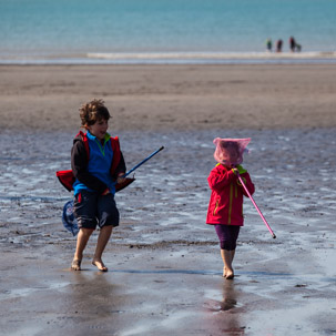 Newport - 15 April 2014 / Oscar and Alana playing on the beach
