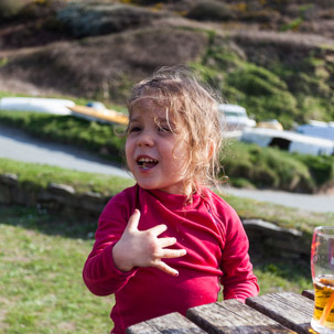 Dinas Island - 15 April 2014 / Alana at the pub