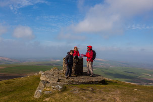 Eglwyswrw - 16 April 2014 / Alana, Oscar and Jess battling with the wind at the top of Eglwyswrw (and that is the real name)