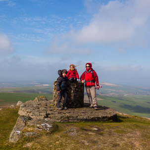 Eglwyswrw - 16 April 2014 / Alana, Oscar and Jess battling with the wind at the top of Eglwyswrw (and that is the real name)