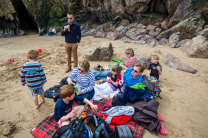 Tenby - 17 April 2014 / The whole group... Angie, Dave, Brian, Jo, James, Isaac, Sky, Ryan and our flock