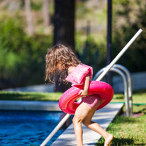 Begur - 27 August 2014 / Alana cleaning the Swimming pool in Begur...