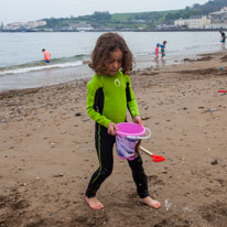 Swanage - 07 May 2016 / Typical british summertime... Full body suit on the beach