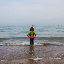 Swanage - 07 May 2016 / Alana bravely going into the water... I did as well without the suit...