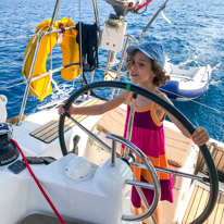 Perigiali - 20 August 2017 / Alana helming the boat