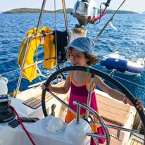 Perigiali - 20 August 2017 / Alana helming the boat