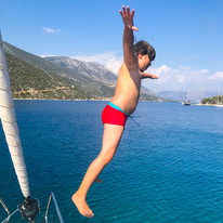 Kalamos - 23 August 2017 / Oscar jumping from the boat...