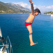 Kalamos - 23 August 2017 / Oscar jumping from the boat...