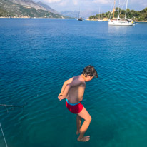 Kalamos - 23 August 2017 / Oscar jumping from the boat...