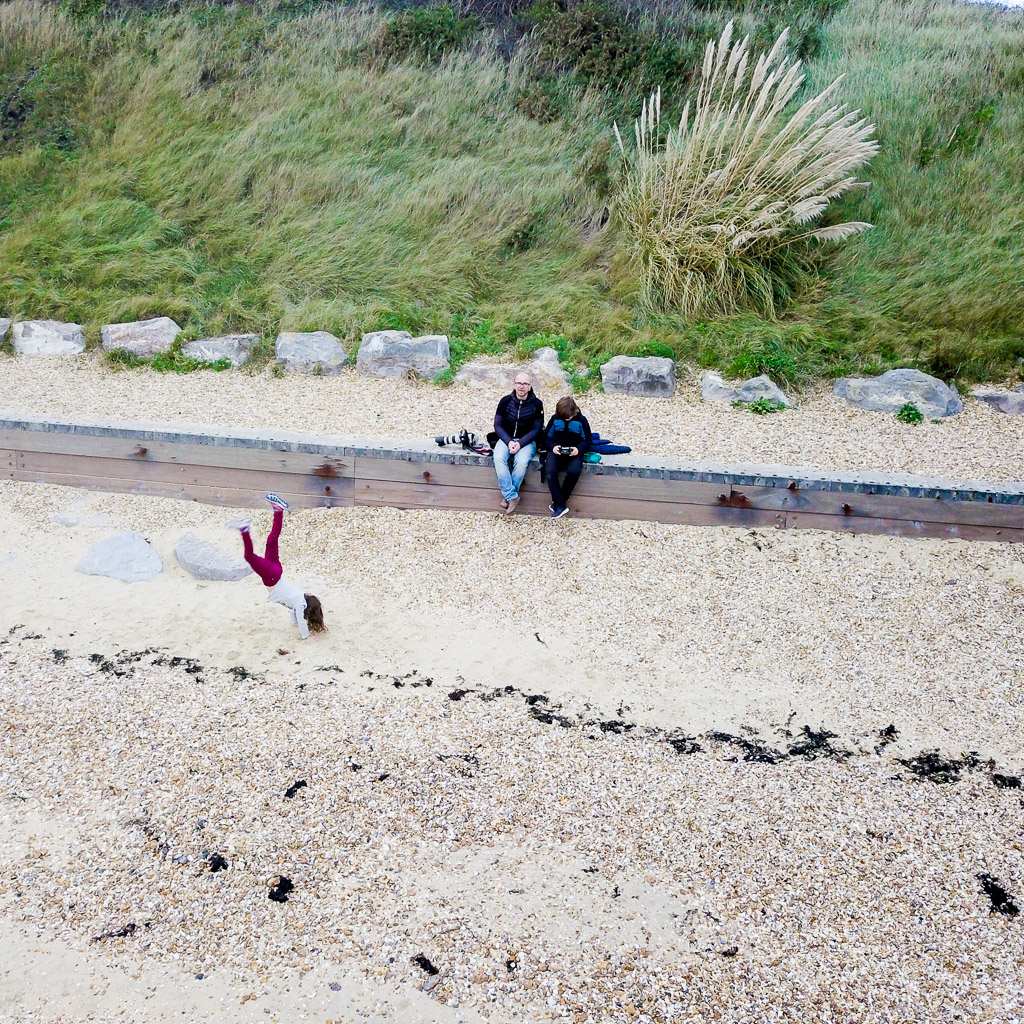 Us three by the sea, Oscar flying the drone