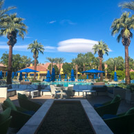 Interesting clouds above the swimming pool