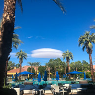 Interesting clouds above the swimming pool